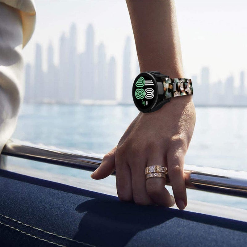 DEALELE Bands Compatible with Samsung Galaxy Watch 7 / FE / 6/6 Classic / 5/5 Pro / 4/4 Classic / 3 41mm / Huawei GT3 42mm, 20mm Colorful Resin Replacement Strap for Women Men (Black-Green) - Image 5